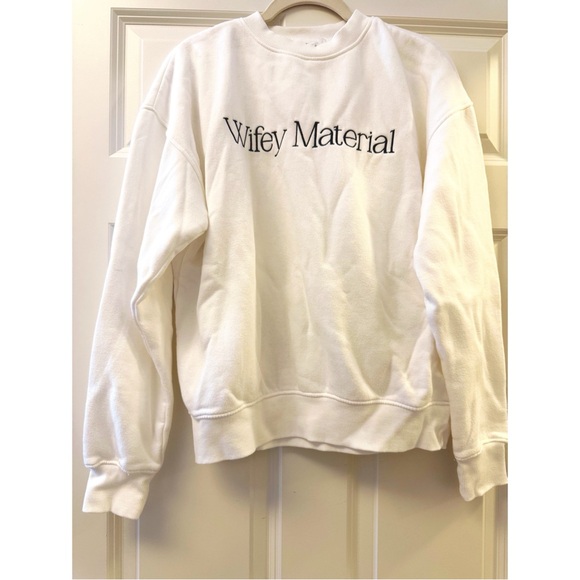 Six Stories Sweaters - Wifey Material White Crew Neck Sweater